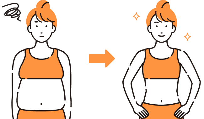 ダイエットをして体重が落ちた女性のイラスト